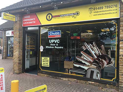 Solent Locksmiths locksmith shop in Hedge End, Southampton — 8 St Johns Centre